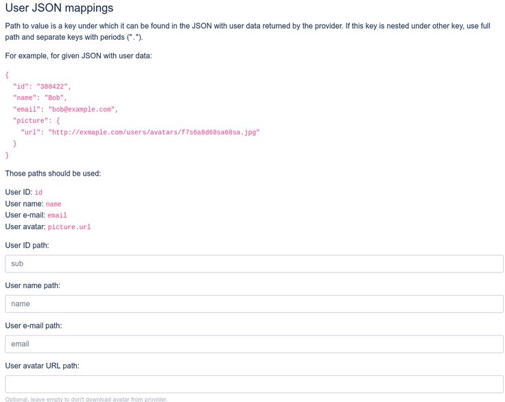 User JSON mappings