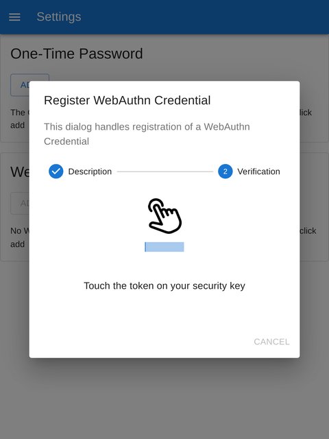 2FA WebAuthn Registration View